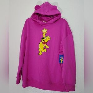 Haribo Gummy Bear Pink Hoodie Girls XL (16) Fleece Lined Pullover Cute Ears NWT